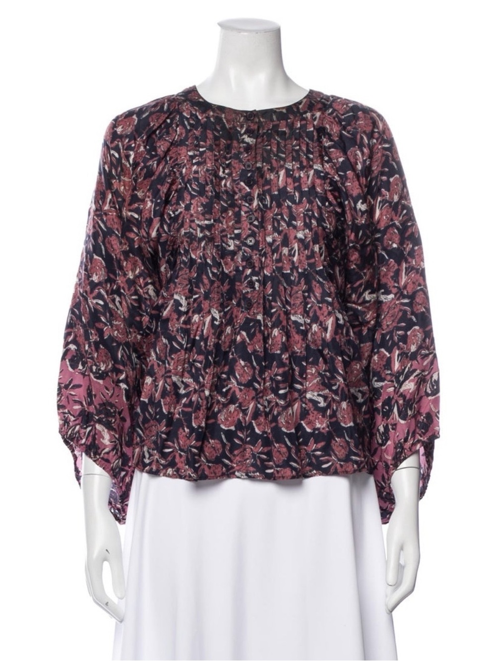 Apiece Apart Silk Floral Pintuck Blouse